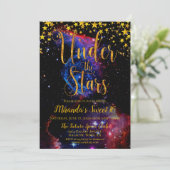金ゴールドモダングリッターアンダーザスターズバースデーパーティー 招待状 (スタンド正面)