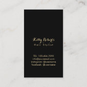 金ゴールドモダングリッターアンティークシザー美容師 名刺 (裏面)