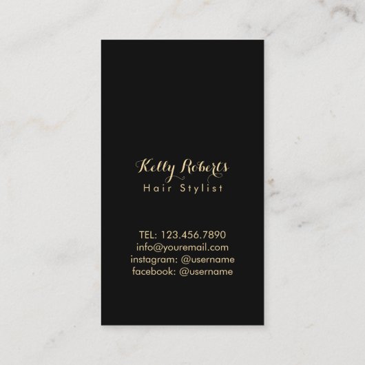 金ゴールドモダングリッターアンティークシザー美容師 名刺 (裏面)