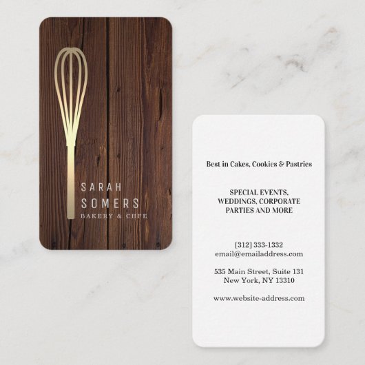 金ゴールドモダングリッターウィスクベーカリー名刺 名刺 (正面/裏面)