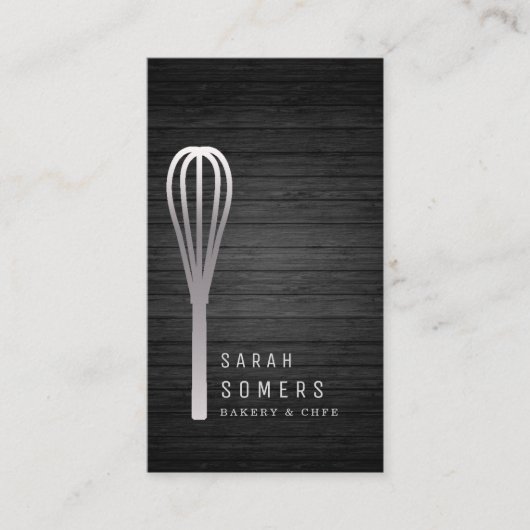 金ゴールドモダングリッターウィスクベーカリー木製 名刺 (正面)