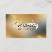 金ゴールドモダングリッターカラーメイド清掃サービス 名刺 (裏面)