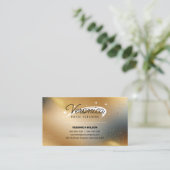 金ゴールドモダングリッターカラーメイド清掃サービス 名刺 (スタンド正面)