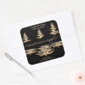 金ゴールドモダングリッタークリスマスツリーろうそくラベル スクエアシール (封筒)