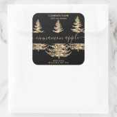 金ゴールドモダングリッタークリスマスツリーろうそくラベル スクエアシール (バッグ)