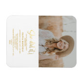 金ゴールドモダングリッターグラードパーティーフォト招待状Ma マグネット (横)