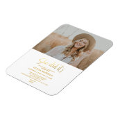 金ゴールドモダングリッターグラードパーティーフォト招待状Ma マグネット (左側)