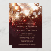 金ゴールドモダングリッタースパークルスエレガントな結婚式 招待状 (正面/裏面)