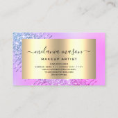 金ゴールドモダングリッタードリップスメイクアップアーティストパープル 名刺 (裏面)