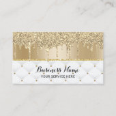 金ゴールドモダングリッタードリップスラグジュアリー美しいサロン 名刺 (正面)