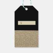 金ゴールドモダングリッタードレス価格ラベル ギフトタグ (裏面)