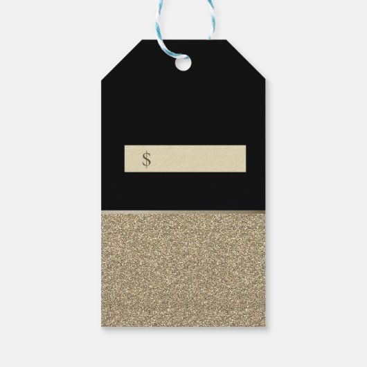 金ゴールドモダングリッタードレス価格ラベル ギフトタグ (裏面)