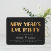 金ゴールドモダングリッターニューイヤーイブパーティの招待状 招待状 (スタンド正面)