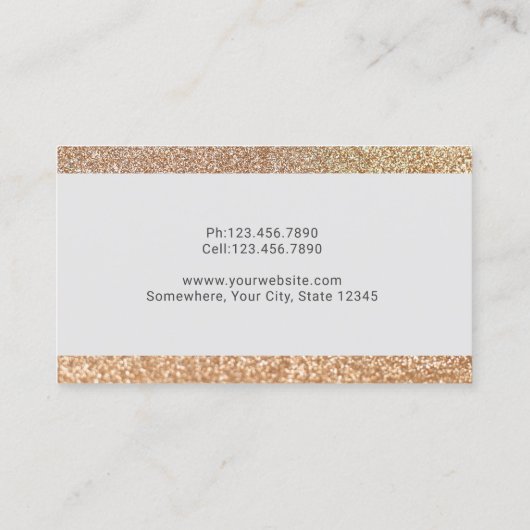 金ゴールドモダングリッターピンクモノグラム美しいサロン 名刺 (裏面)