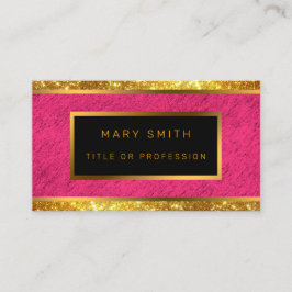 金ゴールドモダングリッターピンクリネン 名刺