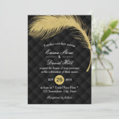 金ゴールドモダングリッターピーコックフェザーラグジュアリー結婚ズ 招待状 (スタンド正面)