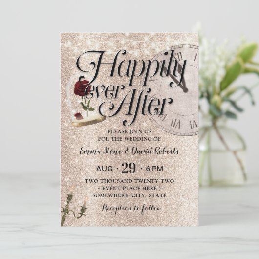 金ゴールドモダングリッターフェアリー結婚タールズバラドーム 招待状 (スタンド正面)