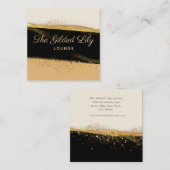 金ゴールドモダングリッターブラックとベージュの名刺 スクエア名刺 (正面/裏面)
