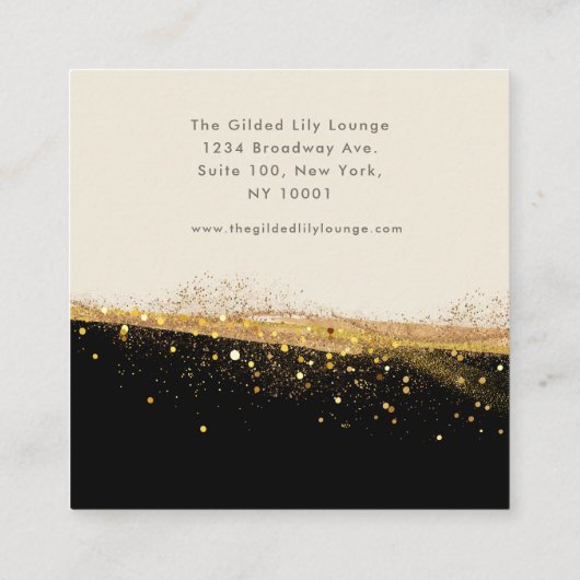 金ゴールドモダングリッターブラックとベージュの名刺 スクエア名刺 (裏面)