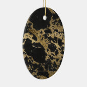 金ゴールドモダングリッターブラックマーブル セラミックオーナメント (右)