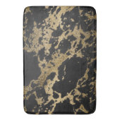 金ゴールドモダングリッターブラックマーブル バスマット (正面縦)
