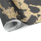 金ゴールドモダングリッターブラックマーブル ラッピングペーパー (ロールコーナー)