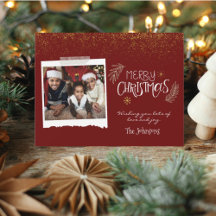 金ゴールドモダングリッターブルゴーニュメリークリスマスフォト