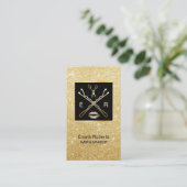 金ゴールドモダングリッターヘア&メイクアップアーティストサロン 名刺 (スタンド正面)