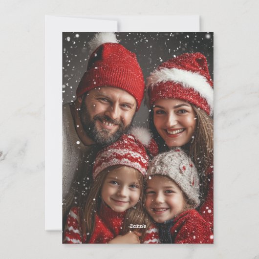 金ゴールドモダングリッターボウクリスマスツリー写真 シーズンカード (裏面)