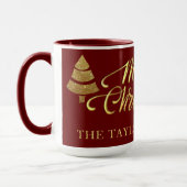 金ゴールドモダングリッターメリークリスマスホリデイ マグカップ (左)