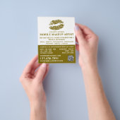 金ゴールドモダングリッターリップメイクアップアーティスト広告 チラシ (手)