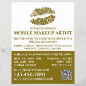 金ゴールドモダングリッターリップメイクアップアーティスト広告 チラシ (正面)