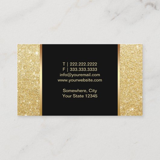 金ゴールドモダングリッターリップメイクアップアーティスト 名刺 (裏面)