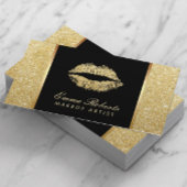 金ゴールドモダングリッターリップメイクアップアーティスト 名刺