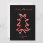 金ゴールドモダングリッターリボンクリスマスツリー写真 シーズンカード (正面)