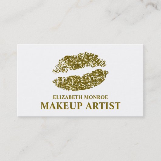 金ゴールドモダングリッター唇、メイクアップアーティスト 名刺 (正面)