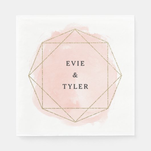 金ゴールドモダングリッター水彩画カップル スタンダードランチョンナプキン (正面)