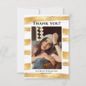 金ゴールドモダングリッター水彩画GRAD サンキューカード (正面)