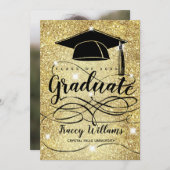 金ゴールドモダングリッター院長写真卒業 案内状 (正面/裏面)