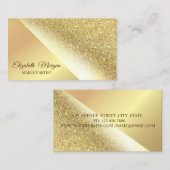 金ゴールドモダングリッター、メイクアップアーティスト 名刺 (正面/裏面)