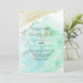 金ゴールドモダングリーンカリグラフィズヌエストラ結婚ボダ 招待状 (スタンド正面)