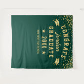 金ゴールドモダングリーン卒業写真ブース背景 タペストリー (正面(横))