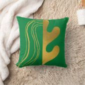 金ゴールドモダングリーン抽象芸術リーフ クッション (ブランケット)