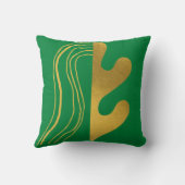 金ゴールドモダングリーン抽象芸術リーフ クッション (裏面)