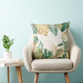 金ゴールドモダングリーン熱帯葉 クッション (椅子)