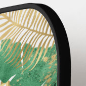 金ゴールドモダングリーン熱帯離れモノグラム ピックルボールラケット (左詳細)