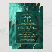 金ゴールドモダングリーン看護学校卒業党 招待状 (正面/裏面)