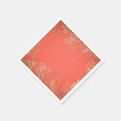 金ゴールドモダンコーラルオレンジエレガントビーチ結婚式 スタンダードカクテルナプキン (角)