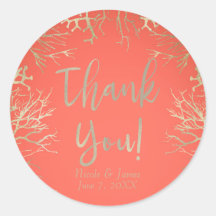 金ゴールドモダンコーラルオレンジエレガントビーチ結婚式