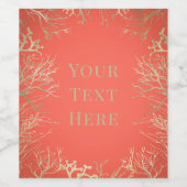 金ゴールドモダンコーラルオレンジエレガントビーチ結婚式 ワインラベル (シングルラベル)